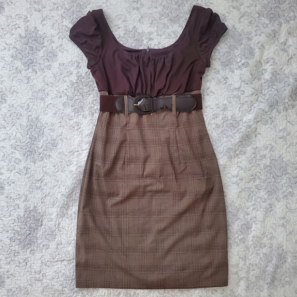 Academia Retro Brown Plaid Preppy Dress